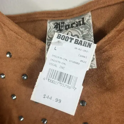 Vocal NWT Dress Womens L Brown Faux Suede Studded Embellished Mini Western 70s