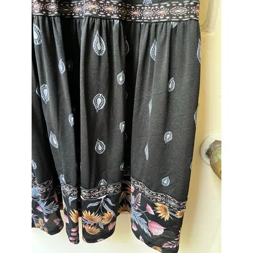 Style And Co Bohemian Dark Prairie Dress PS Midi Floral Navy Ranch Peasant New Black Size undefined