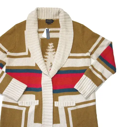 Pendleton NWT Harding Cardigan in Mustard Cream Southwest Cotton Wool Sweater XS