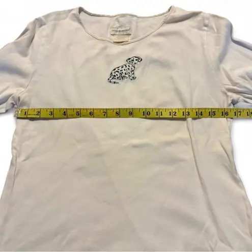 Green Cotton Long Sleeved Ruffle Trim Dalmatian Shirt Medium White