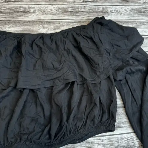 Glamorous Nasty Gal Women's Black Cropped Off-The-Shoulder Blouse S SM Small NWT