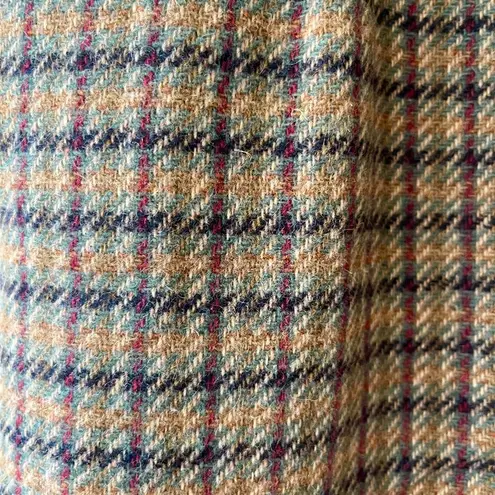 Tofy Size 14 Classic Wool Brown Retro A Line Midi Skirt Plaid Boho Chic Casual