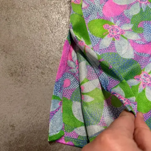 VINTAGE UNION MADE 1960s GROOVY FLORAL PRINT SWIM TOP TAGGED A SIZE 12 WOMENS Pink