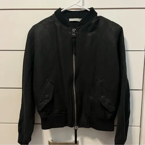 Vince  Linen Blend Black Bomber Jacket