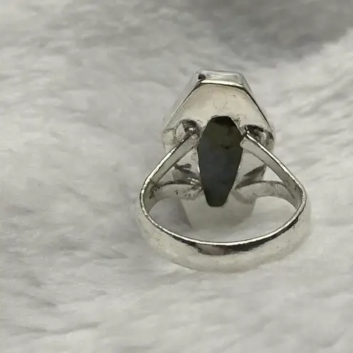 925 Silver Labradorite Punk Coffin Ring Size