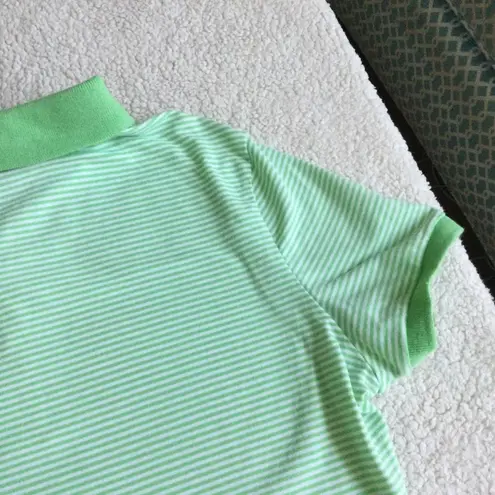 Y2K Polo Shirt Stretch Green Striped