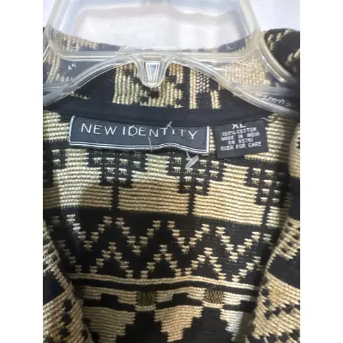 NEW IDENTITY Aztec Geometric Print Cotton Blazer XL Black Tan Single Button