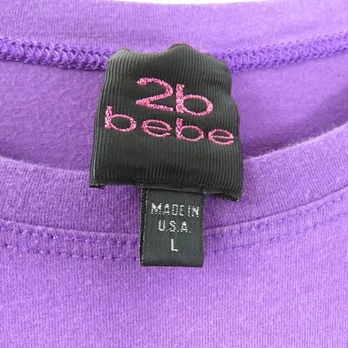 Bebe Y2K  Purple Graphic Logo Tee Crewneck T-Shirt Vintage Large