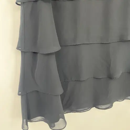Ann Taylor Tiered Ruffle Chiffon Dress 8 Cocktail Empire Waist Whimsigoth Black