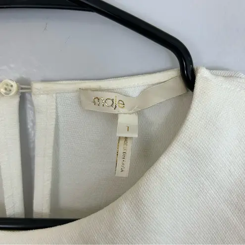 Maje White Short Sleeve Ruffle Blouse/Top Size Small