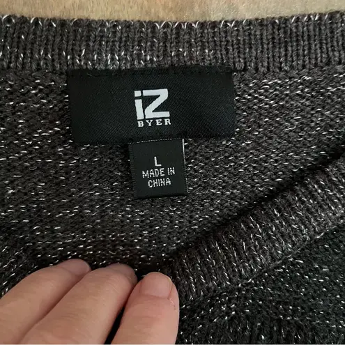 Iz Byer  Crew Black and Silver Layered Sweater. Sheer Black Bottom. Gorgeous!