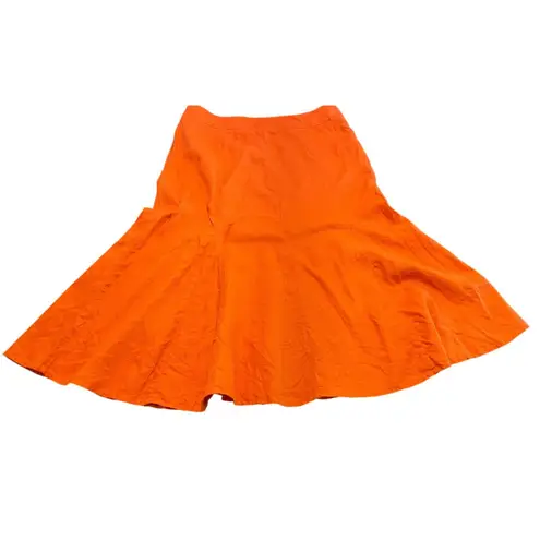 JM Collection 100% Linen Burnt Orange Flared Midi Skirt Size 16 earthy cottage