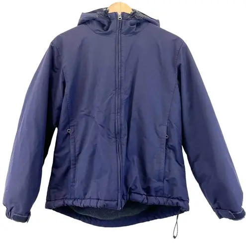 Lands' End Womens M Windbreaker Fleece Lined Jacket Full Zip Hooded Purple Size M
