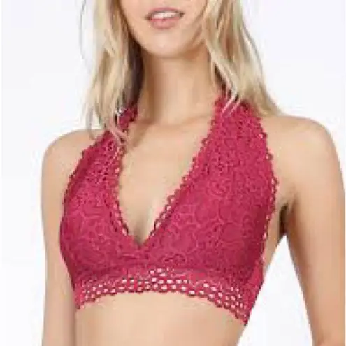 Zenana Outfitters 1X pink magenta lace halter bralette