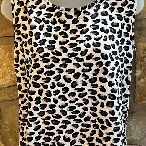 Cozy Couture Leopard Cheetah Print High Low Tank Top Shirt Women’s Medium Black