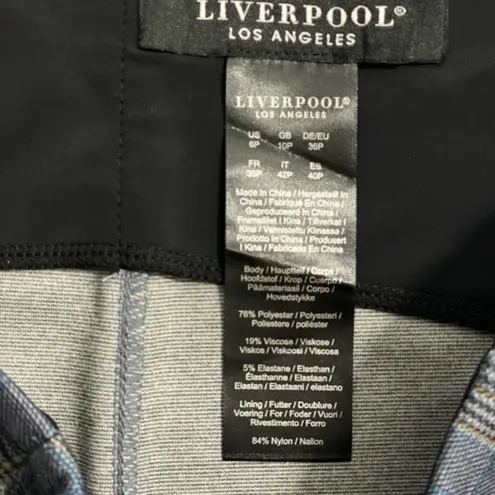 Liverpool NWT Blue Plaid Print Stretch Pencil Skirt Size 6P