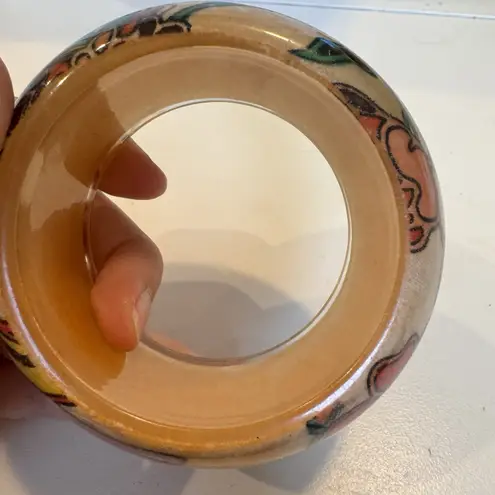 Vintage Orange Floral Wide Resin