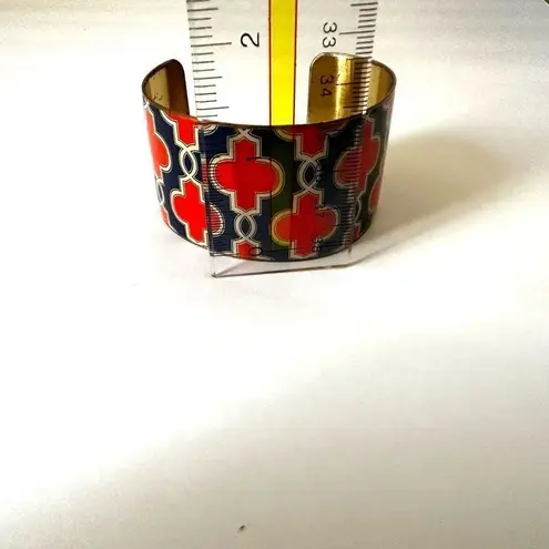 Mud Pie geometric orange and blue cuff bracelet