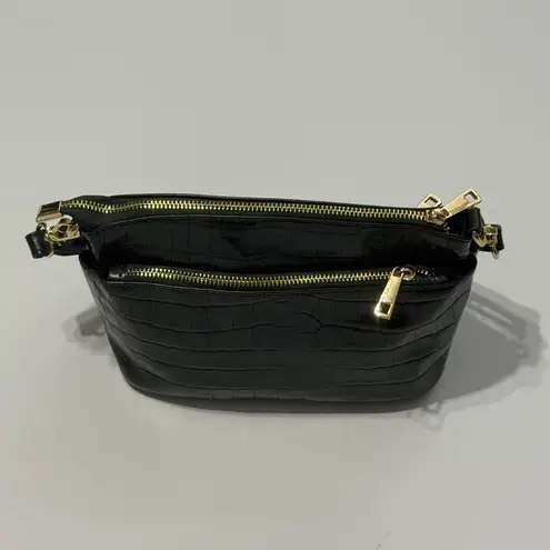 Divina Firenze Green Croc Embossed Leather Shoulder Bag Made in Italy