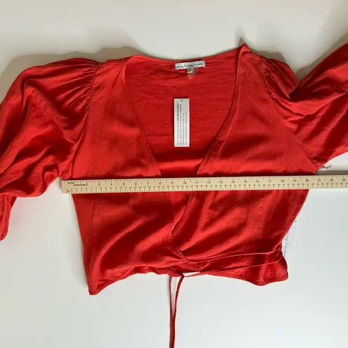 Young Fabulous and Broke NWT YFB  Linen Wrap Cropped Blouse in Red Orange Sz L Bold