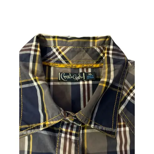 Cruel Girl Plaid Western Shirt Womens XL Used Snap Front 100% Cotton