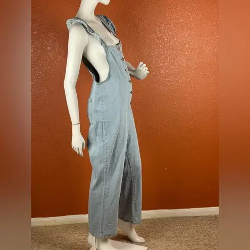 Polagram  Light Blue Denim Jumpsuit with Button Front Size Medium. B35