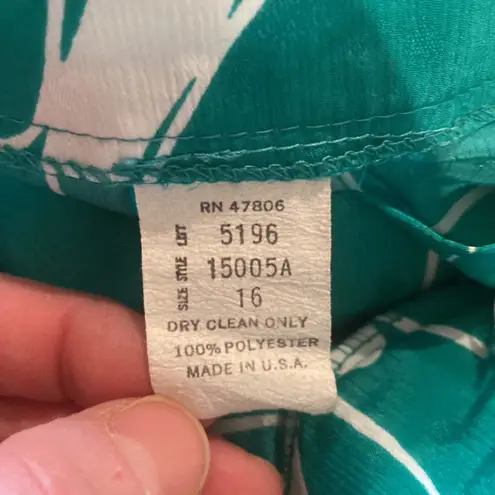 Vintage Mid Calf Length Pleated 1980’s Skirt Polka Dots Teal & White Sz L Size L