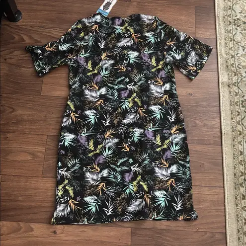 Hang Ten ✅ NWOT Black Tropical print, Casual Dress UPF 50+ UV Protection