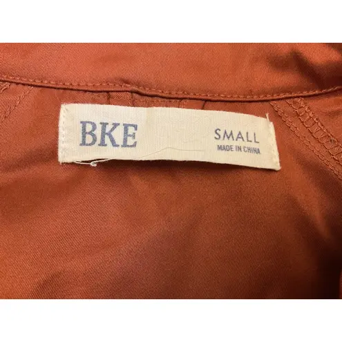 BKE Women's Small Rust Brown Utility Jacket Drawstring Waist Zip Front Collar