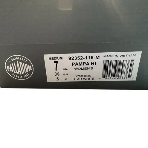 Palladium Women’s Pampa Hi Star White Sneaker Boots Size 7 NIB