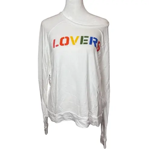 Sundry Anthropologie LOVERS Pullover Terry Rainbow Top Women Sweatshirt Sz Med 2