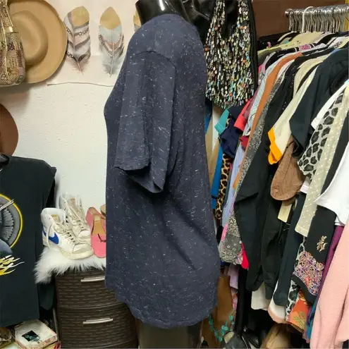 2214. Sandro Paris Unisex XL Speckled Blue Tee Semi sheer