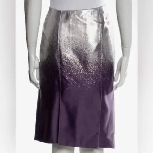 Carolina Herrera - A-line Metallic Silver, Gray & Purple Ombre Skirt | $1495