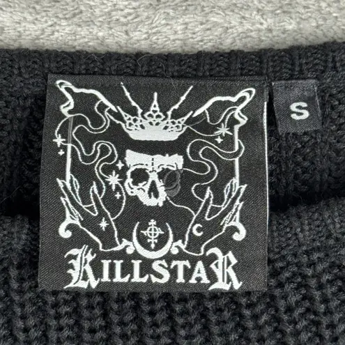 KILLSTAR Sweater Black Distressed Thrashed Punk Rock Emo Goth Grunge Size Small