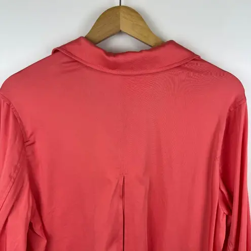 Soft Surroundings Soft Surroundings Thelma Tunic Sz L Button Up Tencel Blend Long Sleeve Coral