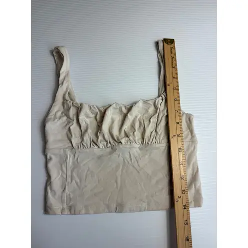 Wilfred Free Wilfred Free Ruched Cropped Tank Top Beige Sleeveless Casual Basic Cute