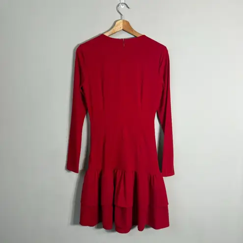 Alexia Admor Pluto Rosette Long Sleeve Mini Dress Women's Small Red Ruffle NWT
