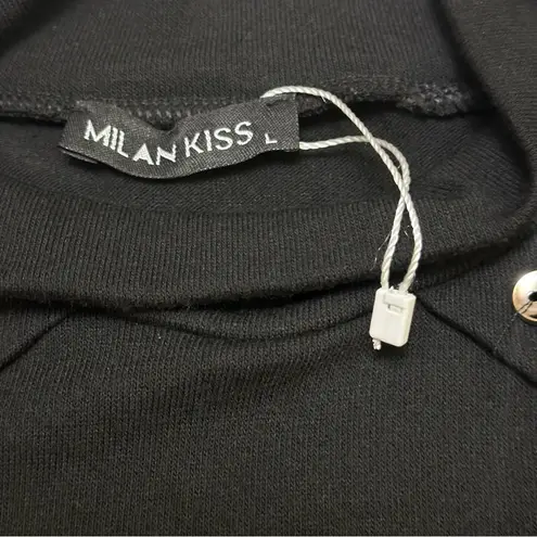 MILAN KISS Elegant Black Studded Women's Blouse L Size L