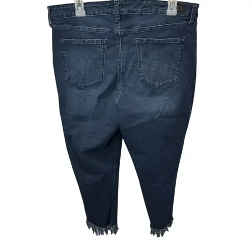 Sofia Jeans Frayed Hem Dark Wash Denim Jeans Size 16 Blue
