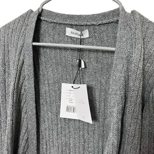Naadam NWT Ribbed Duster Cardigan Sweater Gray Open Front Wool Cotton Size Small