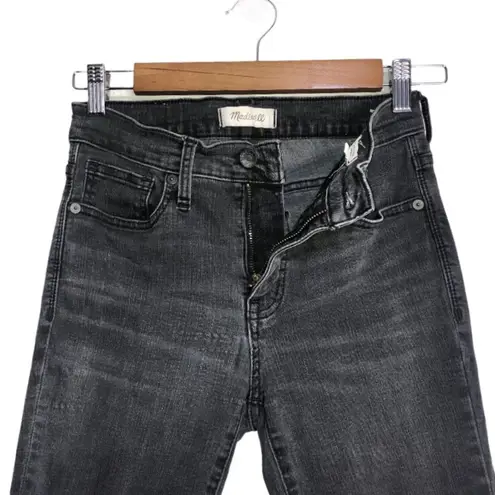 Madewell  9” High Rise Skinny Black Distressed Busted Knee Raw Hem Denim Jeans