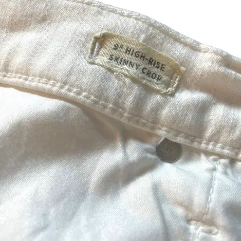 Madewell  9’’ High Rise Skinny Crop Frayed Distressed Jeans in White Size 31