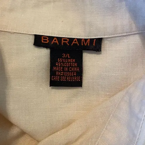 Barami Linen Cotton Women Top L Yellow Button Up Coastal Chic Office Travel Yellow Size L