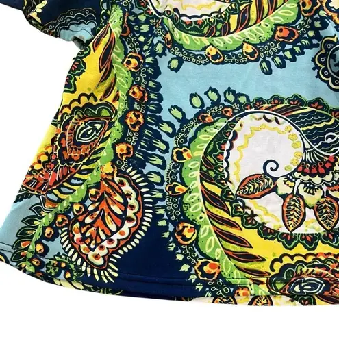 Win Win Womens Small Medium Multicolor Paisley Boho Pinwheel Sleeve Tunic Top