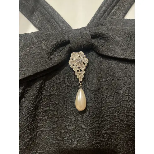 London Times  brocade patterned jeweled black cocktail dress size 10