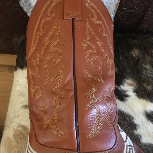 Ladies Vintage Rudel stitched leather western boot Brown Size 7.5