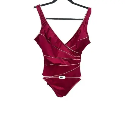 MiracleSuit ‎ Women's Burgundy Solid Swimwear One Piece Bodysuit Size 18