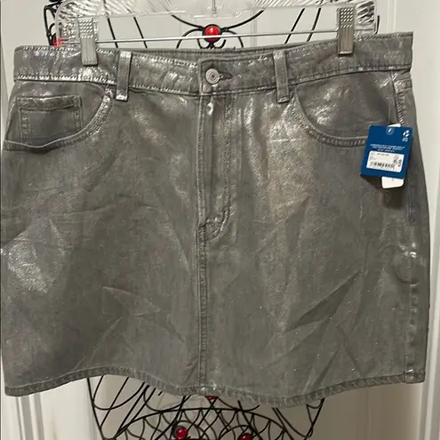 Arizona Jeans 🥈🥈🥈BOGOHO 🥈🥈🥈Silver Metallic Mini Skirt for Casual Night Out-size 10