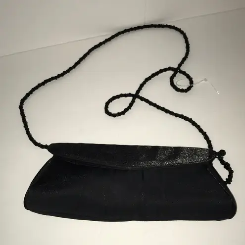 La Regale Vintage Black Clutch Purse Beaded Strap