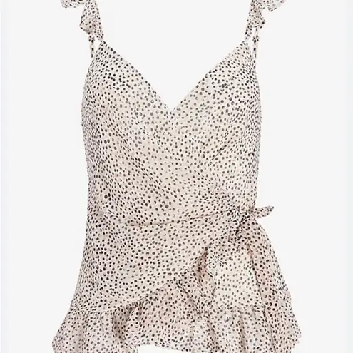 EXPRESS  Ruffle Wrap Cami Blouse Polka Dot M